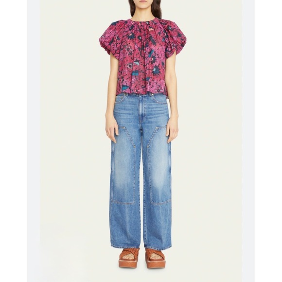 Ulla Johnson Tops - Ulla Johnson Flo Snapdragon Floral Puff Sleeve Tie Back Top Size 6